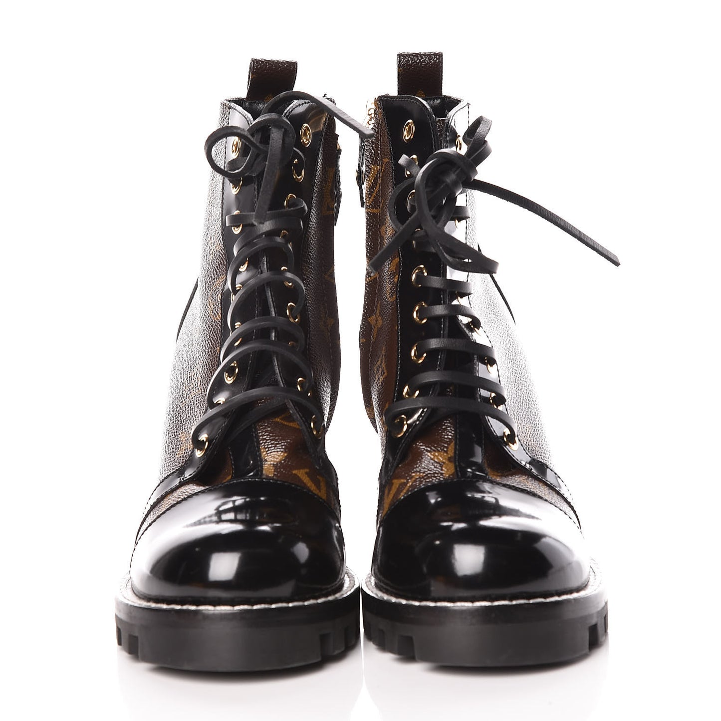 Patent Calfskin Monogram Star Trail Ankle Boots 39 Black