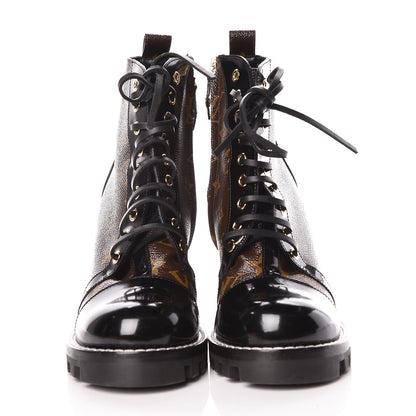 Louis Vuitton Patent Calfskin Monogram Star Trail Ankle Boots 39 Black 2 of 11