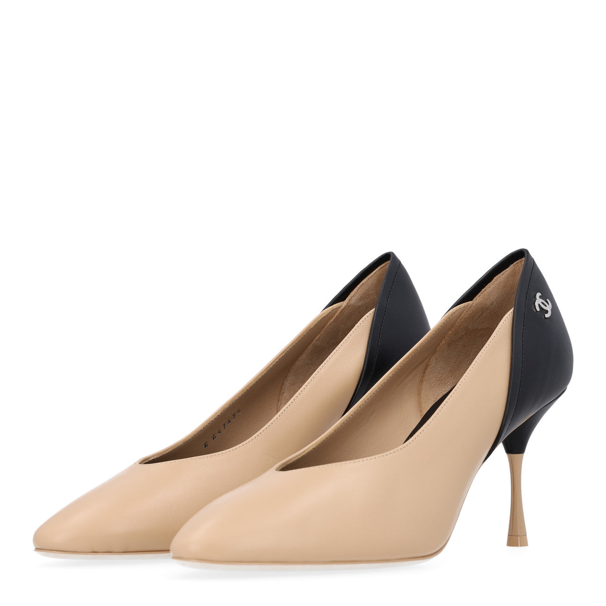 Chanel Lambskin Calfskin Cap Toe Pumps 40 Black Beige 4 of 11