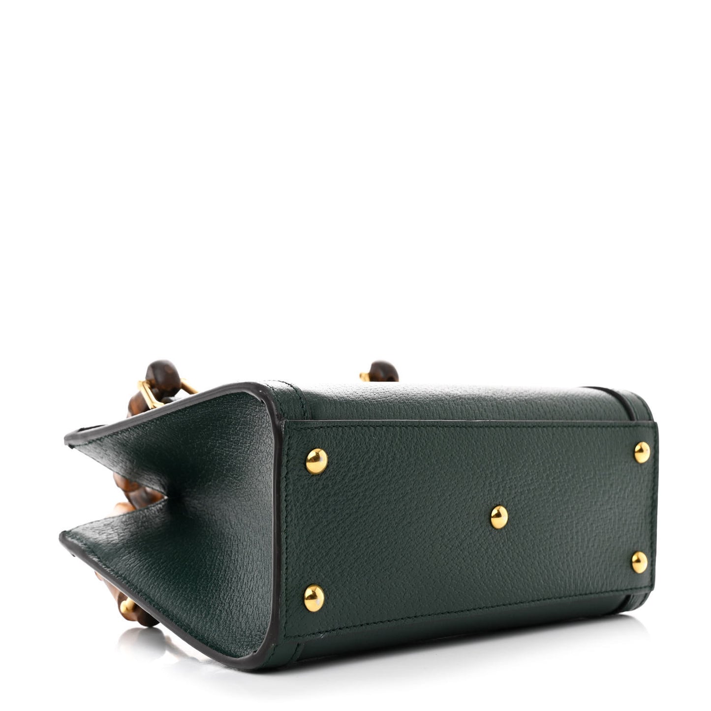 Textured Dollar Calfskin Web Mini Diana Tote Bag Green