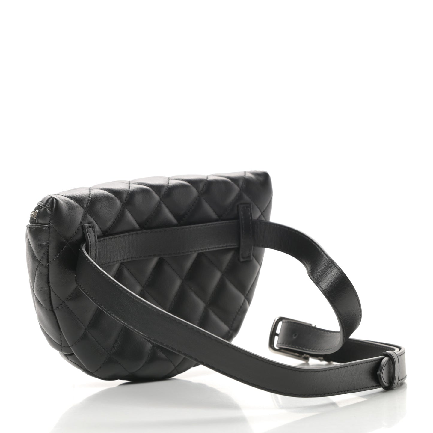Calfskin Quilted Waist Belt Bag Black