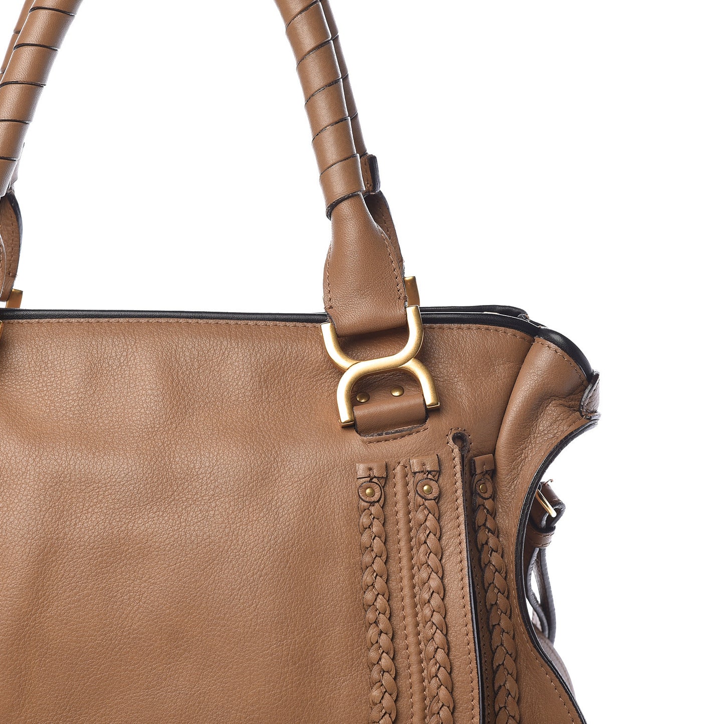 Calfskin Braided Medium Marcie Satchel Nut