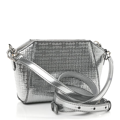 Givenchy Metallic Calfskin 4G Embossed Nano Antigona Silver 3 of 9