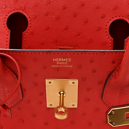 Hermes Ostrich Birkin 30 Rouge Vif 6 of 14