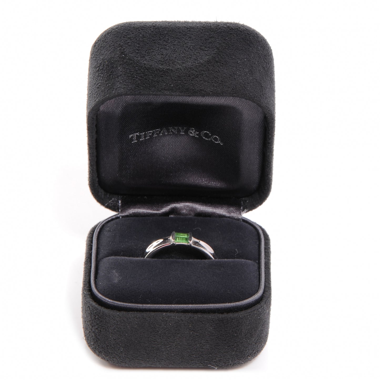 18k White Gold Green Tourmaline Stacking Ring 7.5