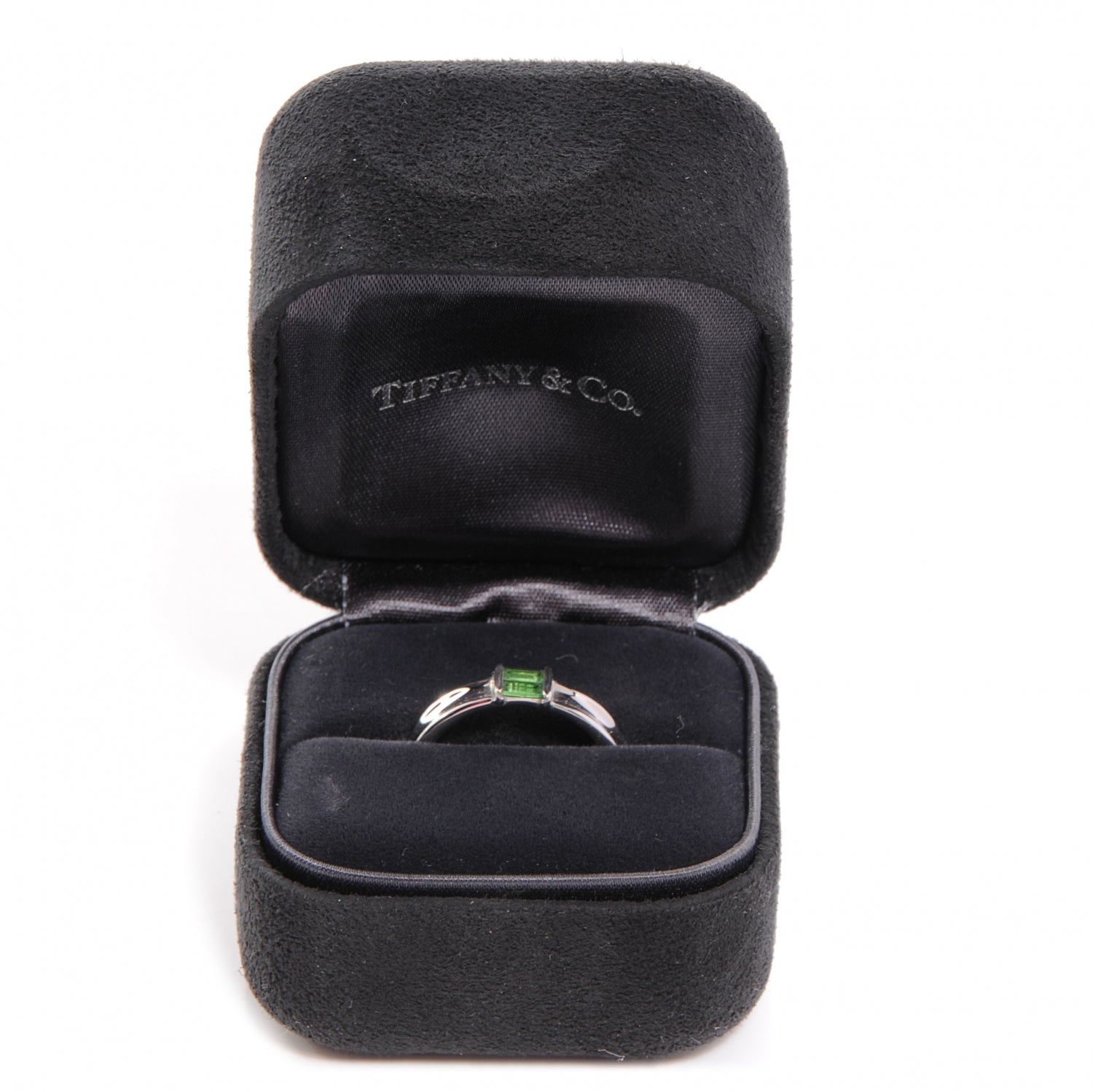 Tiffany 18k White Gold Green Tourmaline Stacking Ring 7.5 6 of 6