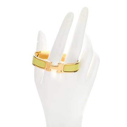 Hermes Enamel Narrow Clic Clac H Bracelet PM Jaune D'Or 2 of 4