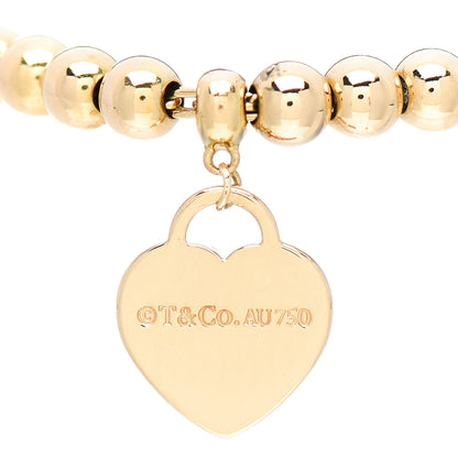 Tiffany 18K Yellow Gold 4mm Return To Tiffany Bead Heart Tag Bracelet 4 of 5
