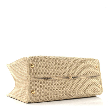 Fendi Straw Vitello King Plexiglass Woven Medium Fendi Sunshine Shopper Tote Natural Black 4 of 11
