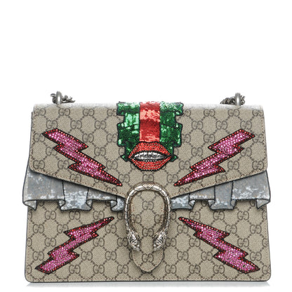 Gucci GG Supreme Monogram Lightning Embroidered Medium Dionysus Shoulder Bag Beige 5 of 10