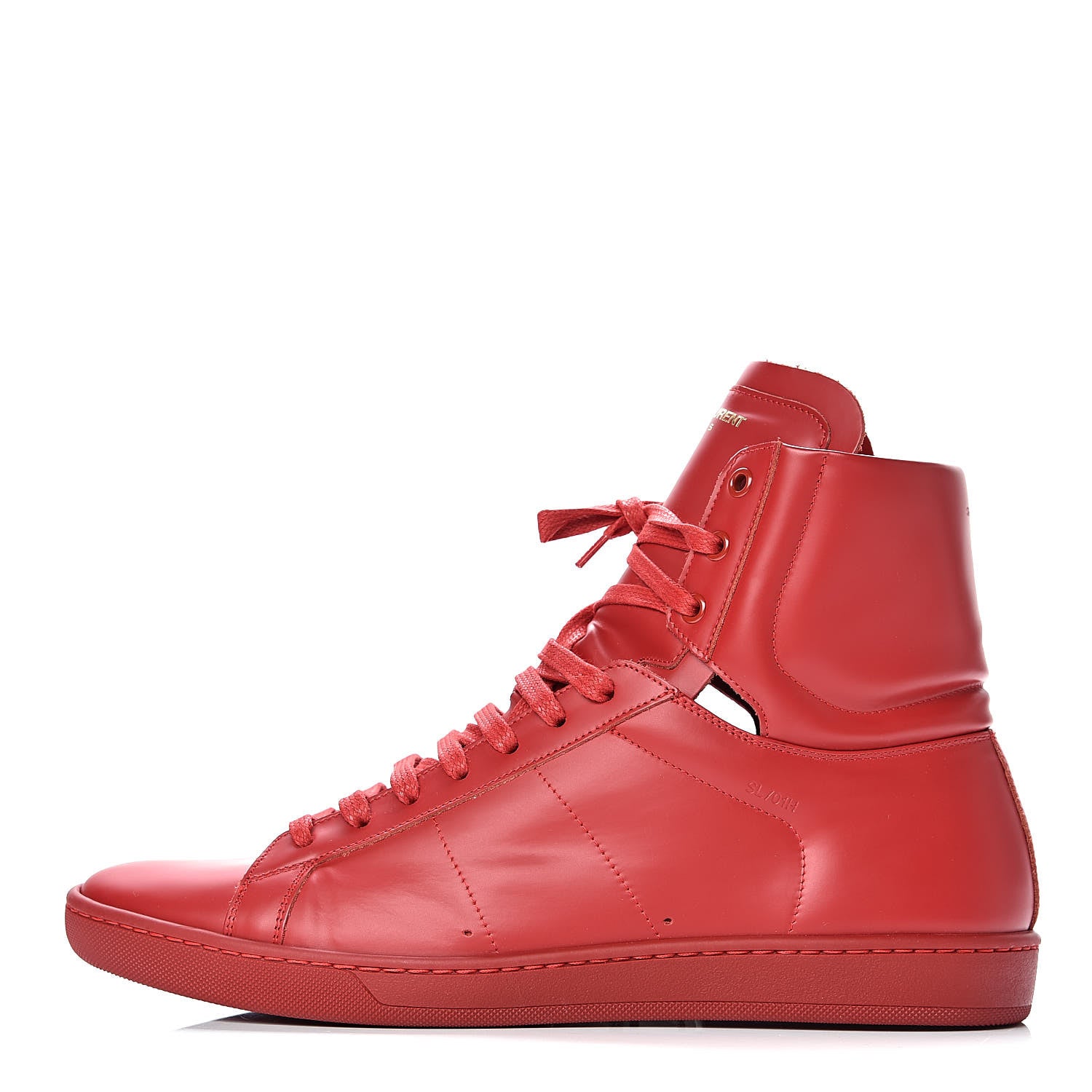 Saint Laurent Calfskin Mens Court Classic SL/01H High Top Sneakers 44 New Red 1 of 13