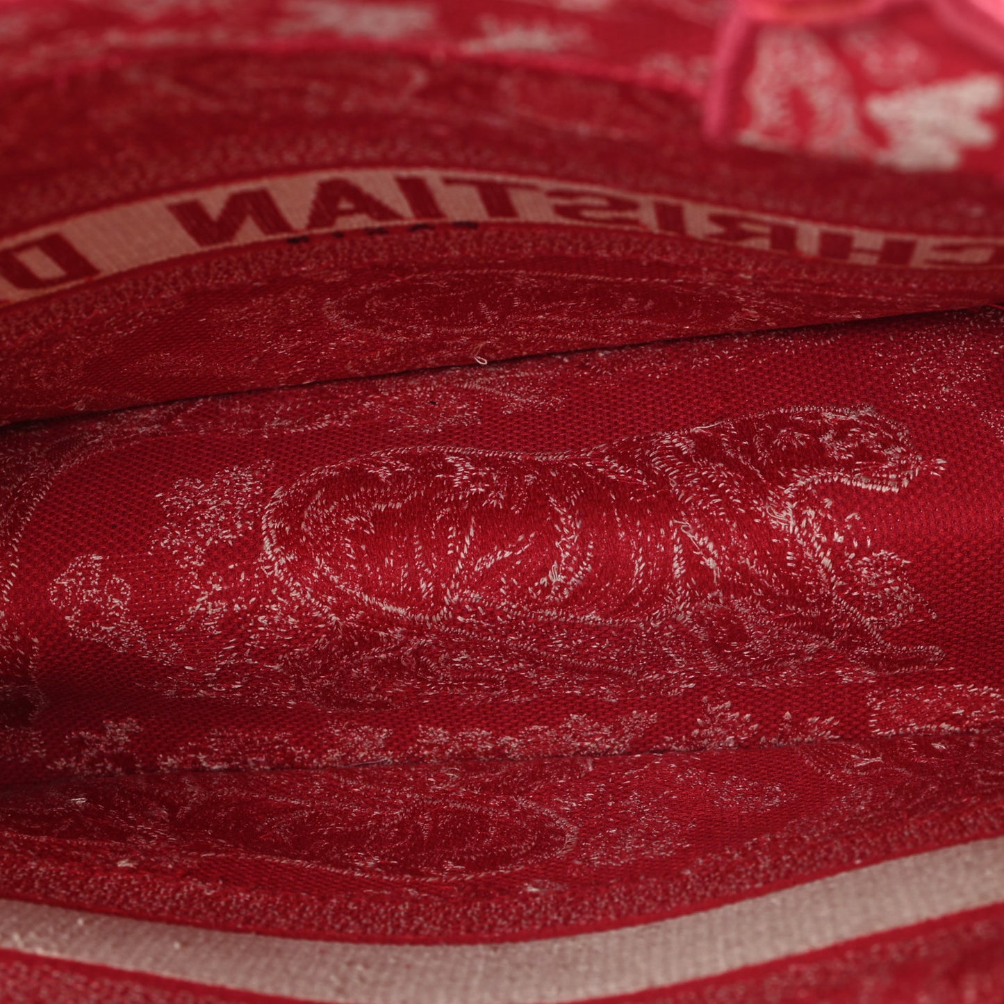 Canvas Embroidered Medium Dioriviera Toile De Jouy Book Tote Raspberry