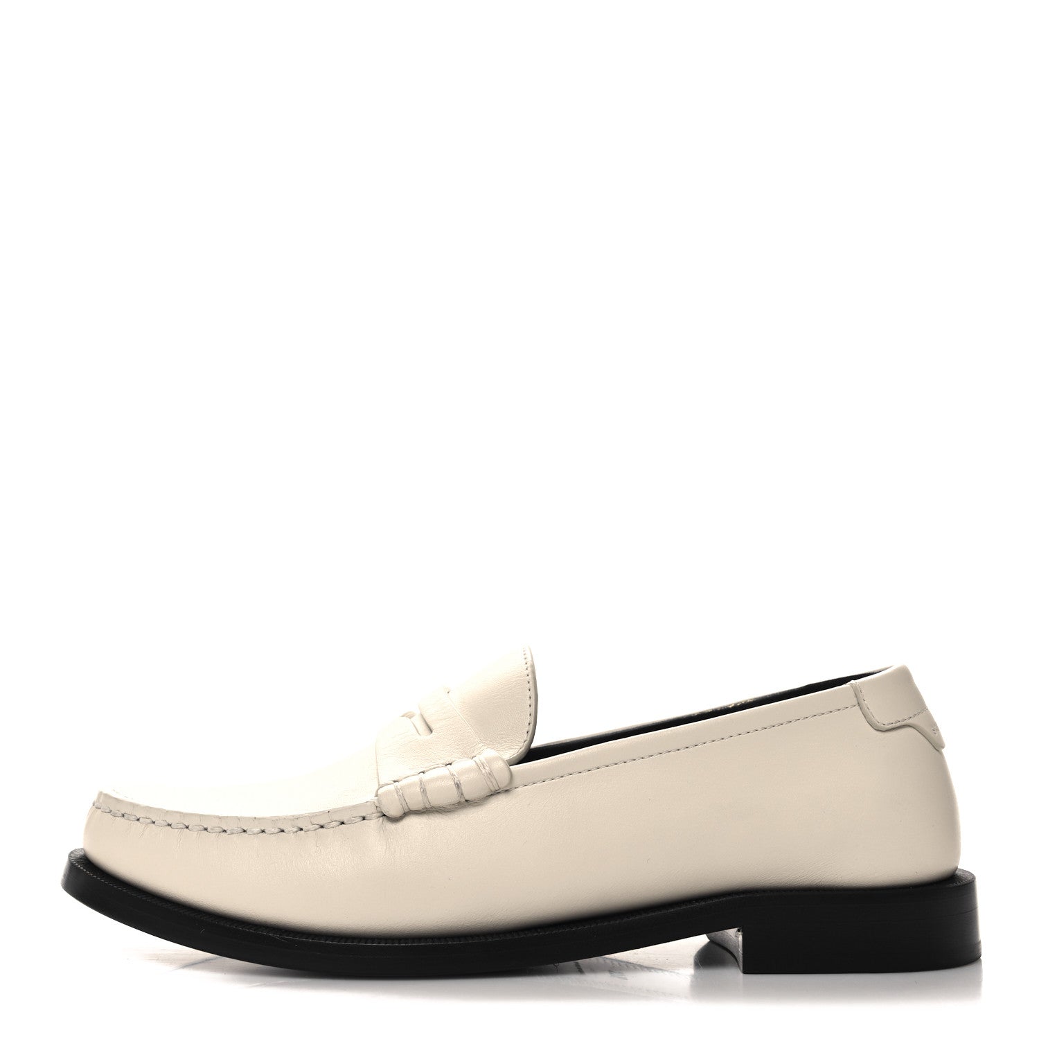 Saint Laurent Calfskin Penny Loafers 37.5 Pearl 1 of 10