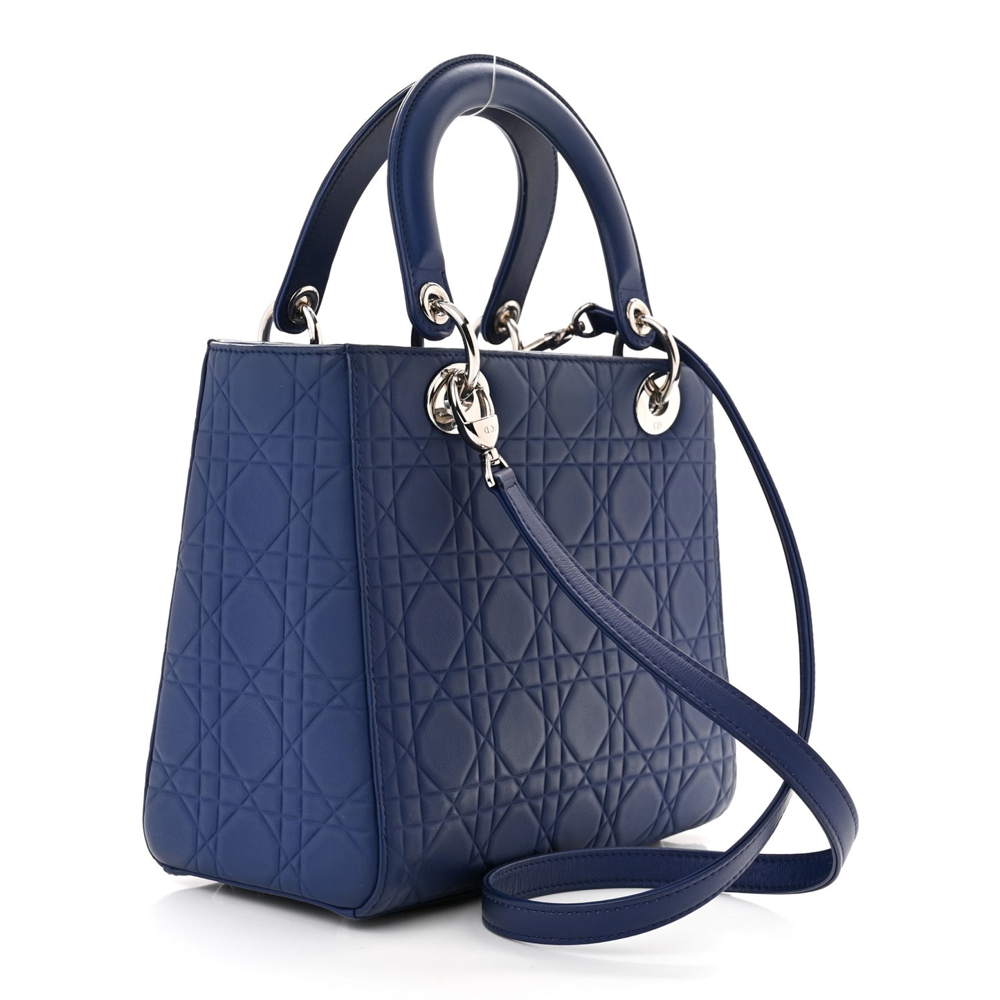 Ultra Matte Calfskin Cannage Medium Lady Dior Blue