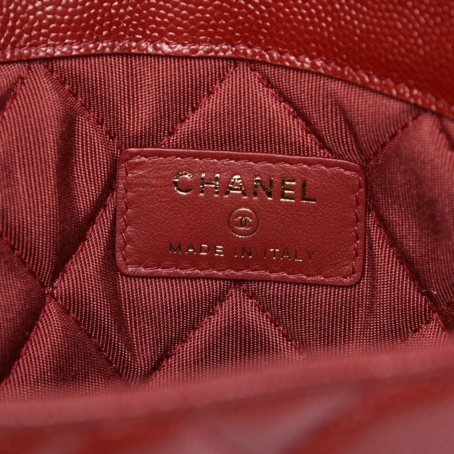 Caviar Quilted Medium Golden Class Pouch Dark Red