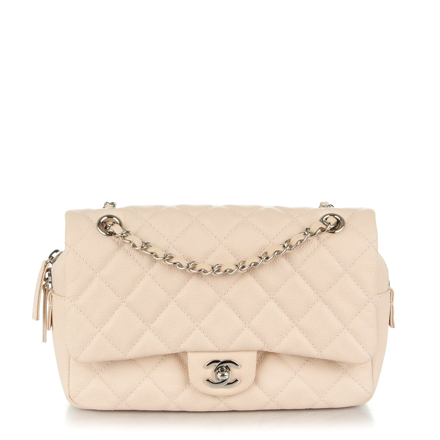 Caviar Quilted Medium Casual Journey Flap Light Pink