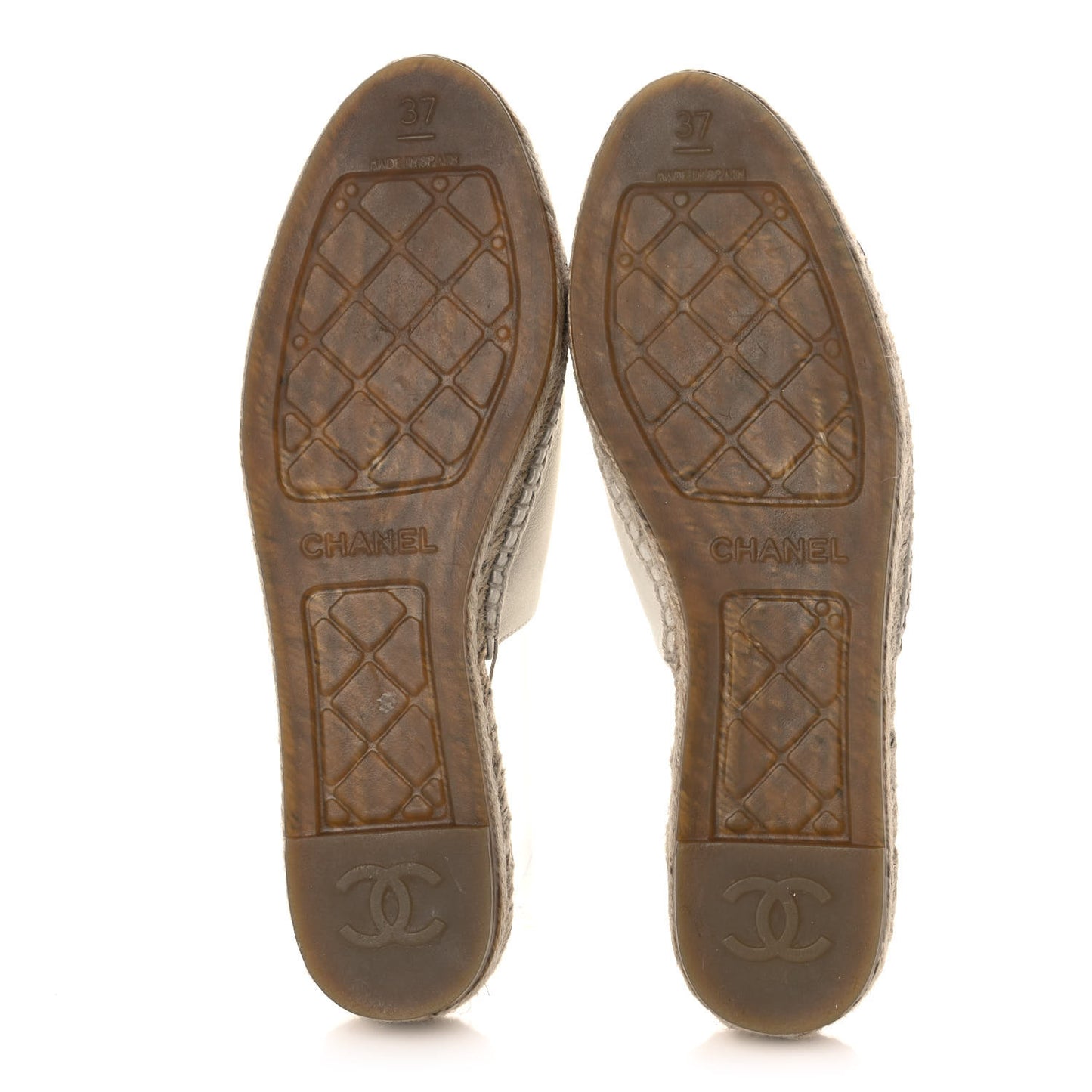 Iridescent Goatskin CC Espadrille Mules 37 Ivory Black