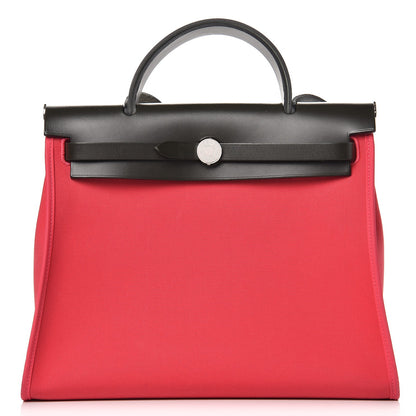 Hermes Toile Officer Vache Hunter Herbag Zip 31 PM Rose Extreme Kaki 1 of 12