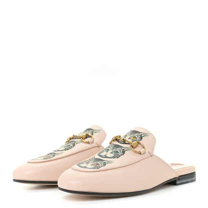 Gucci Calfskin Mystic Cat Womens Princetown Slippers 35 Mill Pink Multicolor 2 of 13