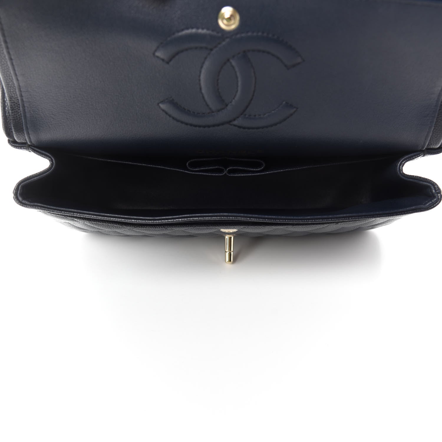Chanel Caviar Quilted Medium Double Flap Navy 5 of 10