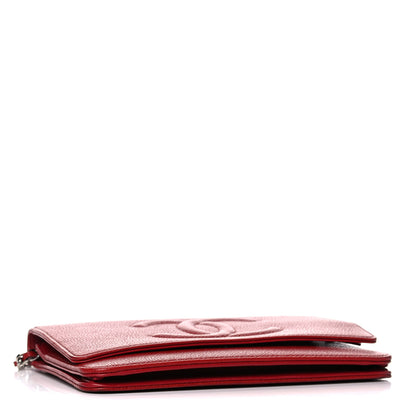 Chanel Caviar Timeless CC Wallet On Chain WOC Red 4 of 11