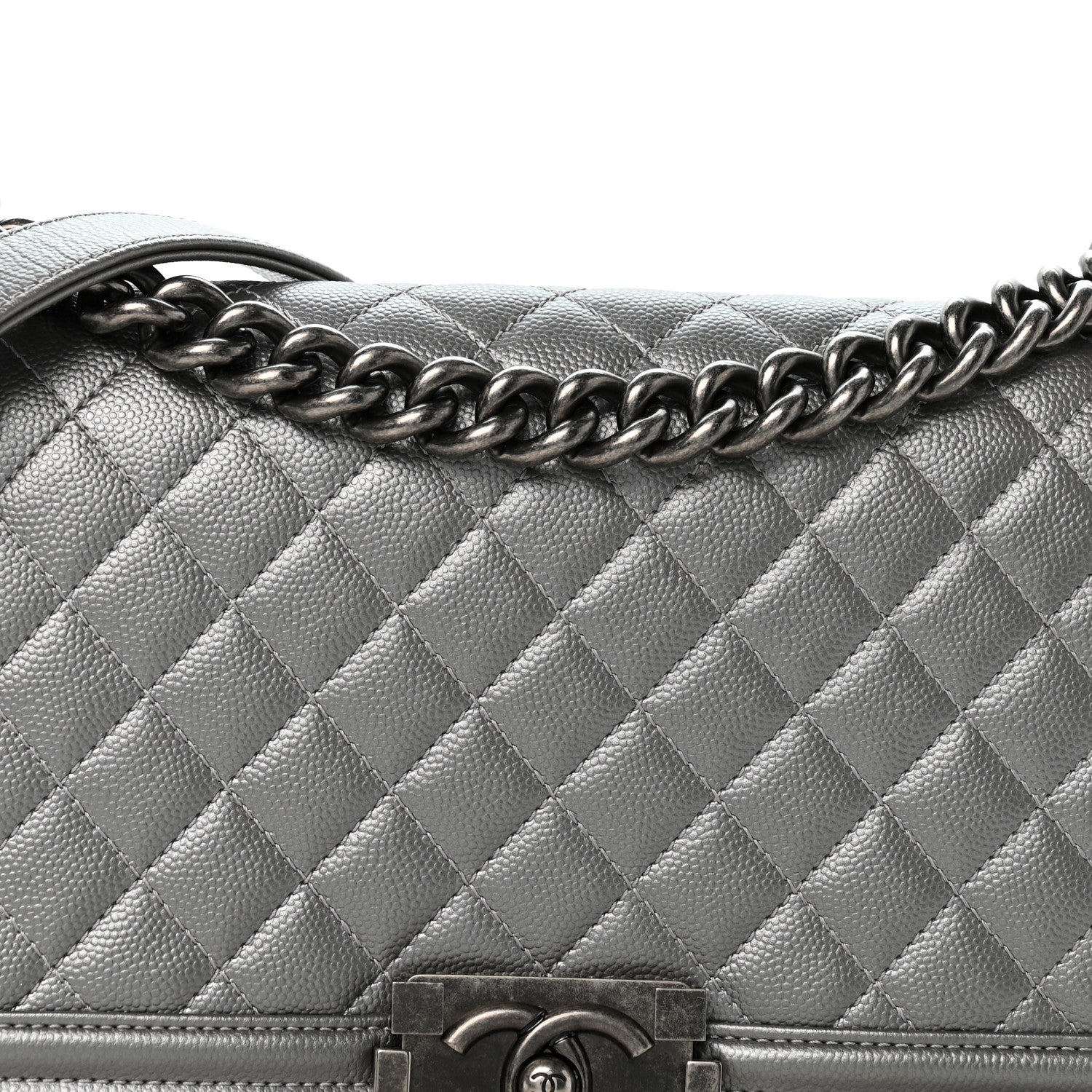 Chanel Metallic Caviar Quilted Medium Boy Flap Silver 8 of 14