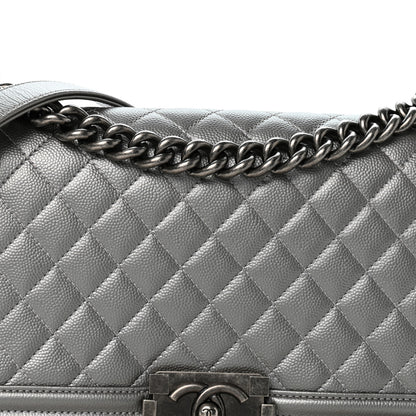 Chanel Metallic Caviar Quilted Medium Boy Flap Silver 8 of 14