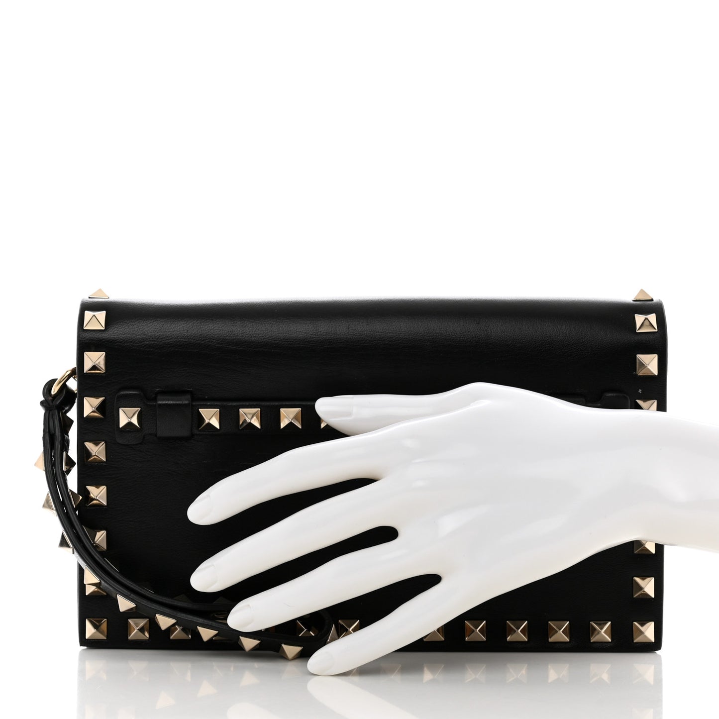 Nappa Rockstud Wristlet Clutch Black
