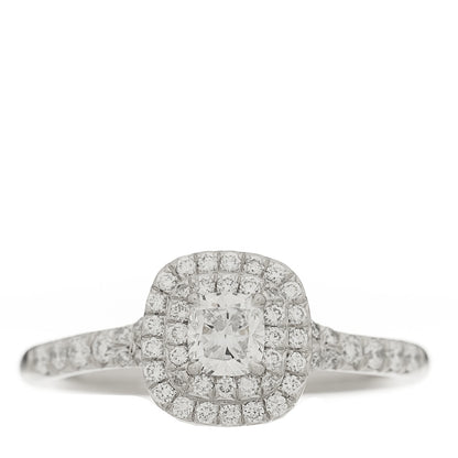 Tiffany Platinum Diamond .31ct Soleste Cushion Cut Double Halo Engagement Ring 54 7 1 of 6