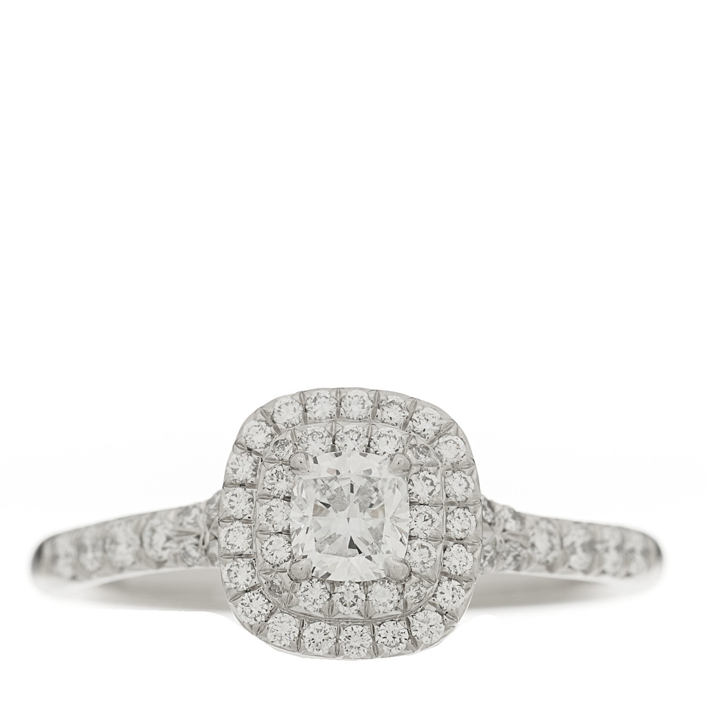 Tiffany Platinum Diamond .31ct Soleste Cushion Cut Double Halo Engagement Ring 54 7 1 of 6