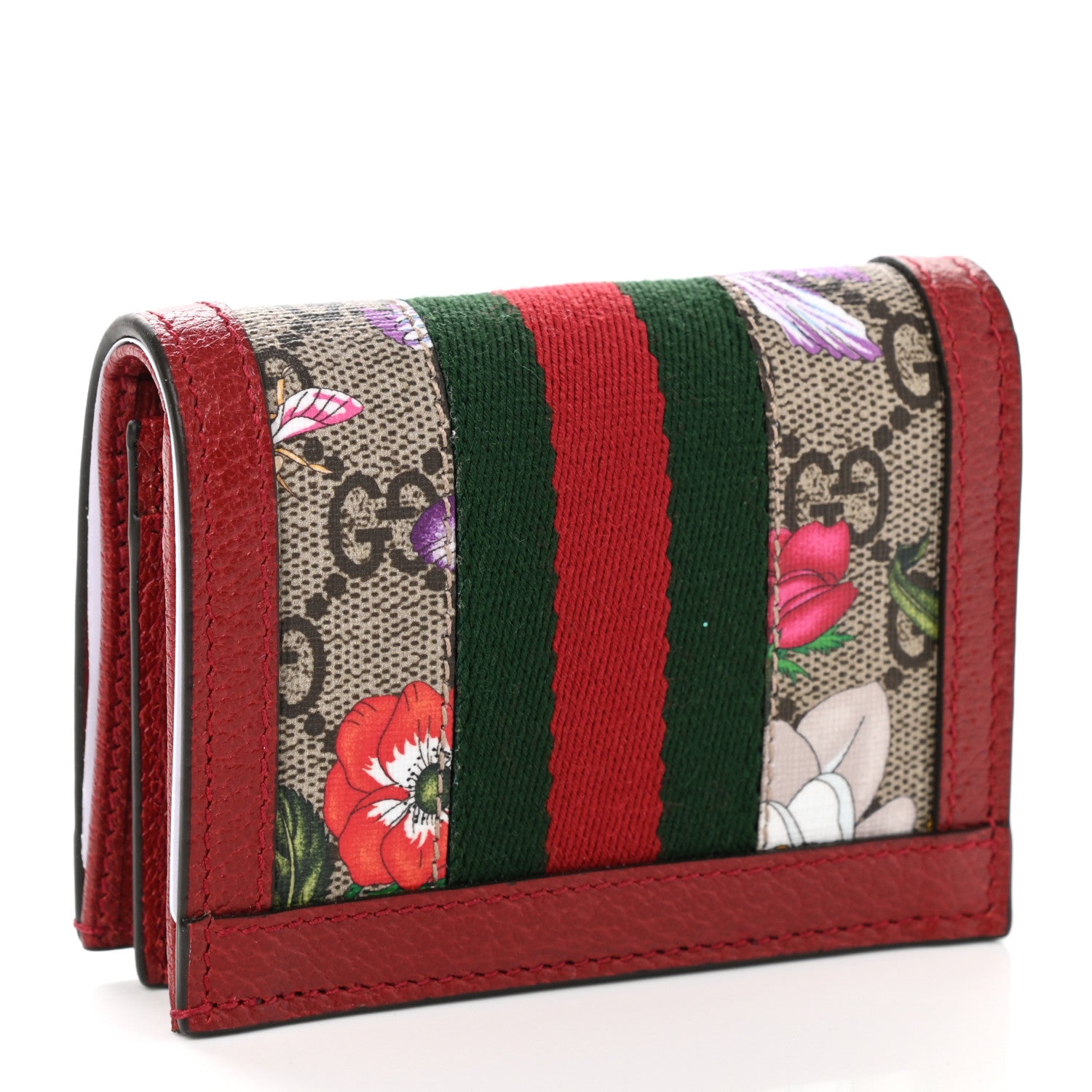 Gucci GG Supreme Monogram Flora Web Ophidia Card Case Red 3 of 8