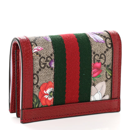 Gucci GG Supreme Monogram Flora Web Ophidia Card Case Red 3 of 8