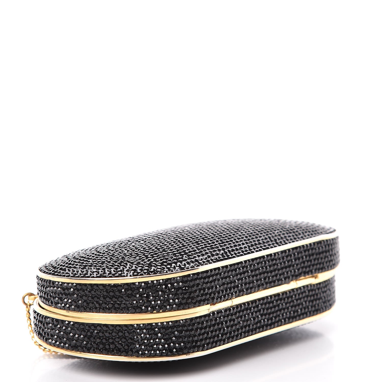 Judith Leiber Swarovski Crystal Minaudiere Clutch Black Gold 4 of 10