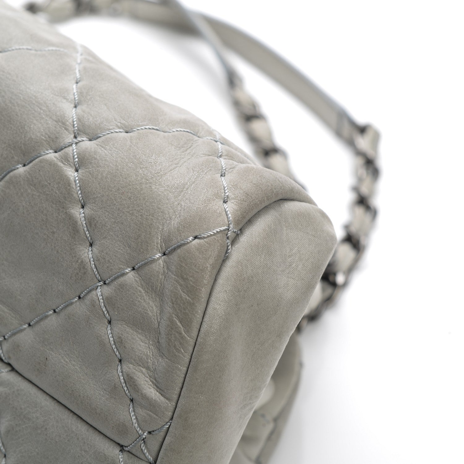 Chanel Iridescent Calfskin Medium Just Mademoiselle Bowler Grey 10 of 10