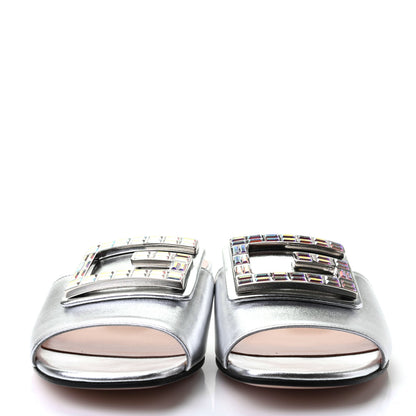 Gucci Metallic Nappa Crystal Square G Madelyn Slide Sandals 36.5 Silver 2 of 10