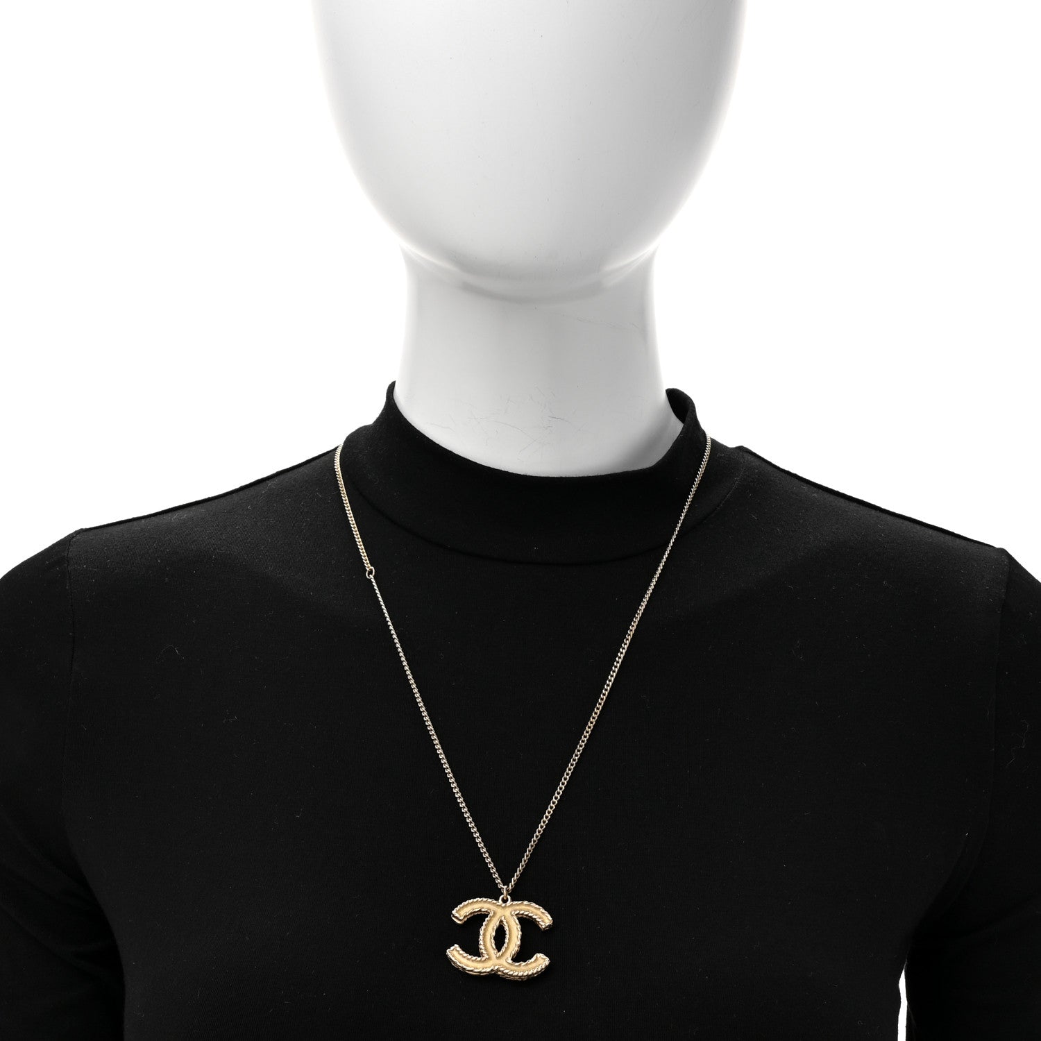 Chanel Crystal Enamel CC Reversible Pendant Necklace Gold 3 of 4