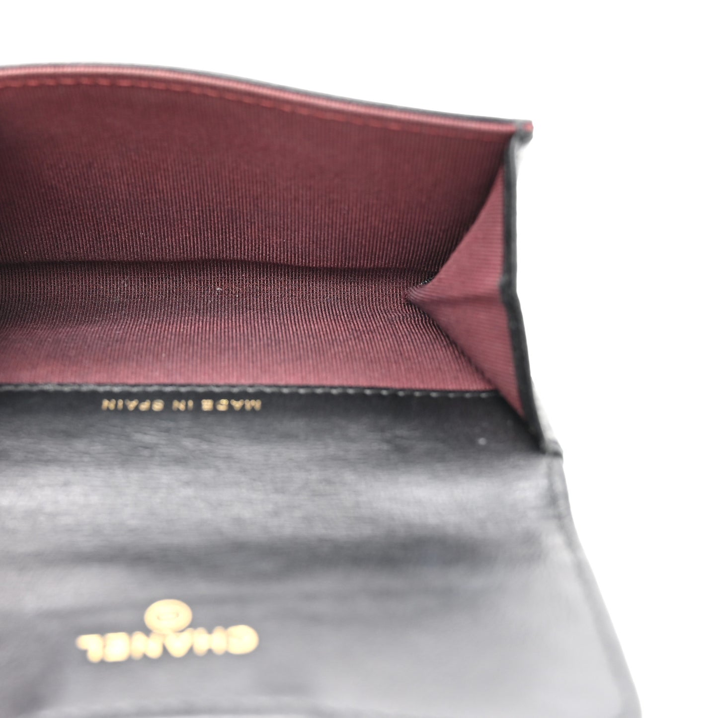 Lambskin Quilted Flap Card Holder Black