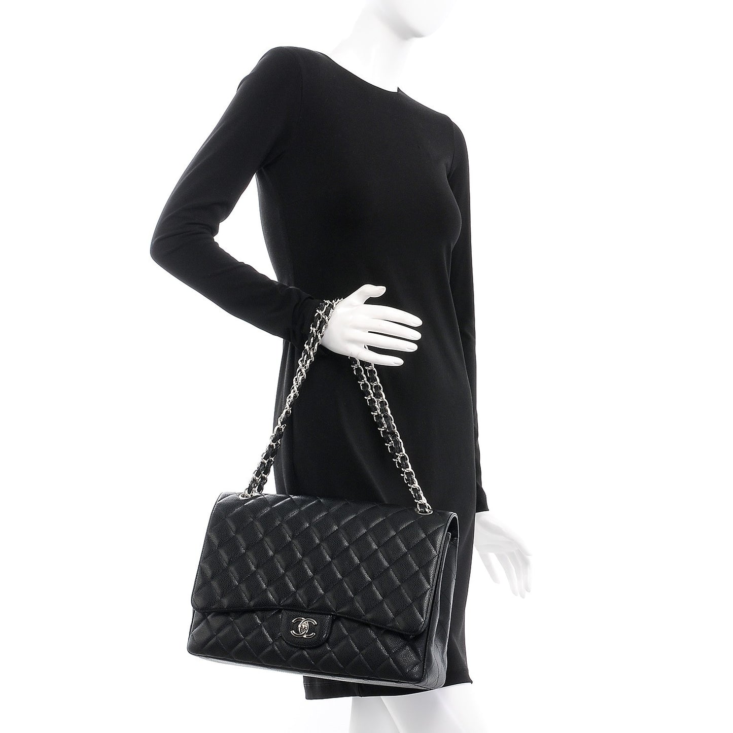Caviar Quilted Maxi Single Flap Black
