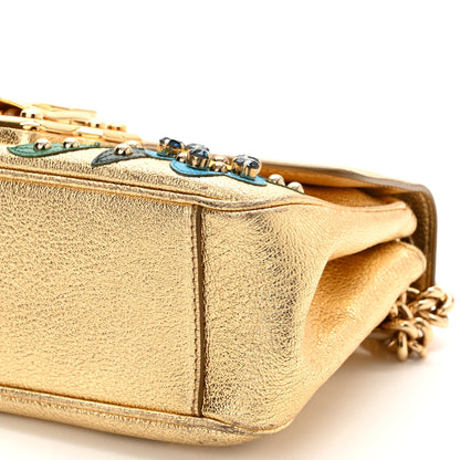 Dolce & Gabbana Metallic Calfskin Crystal Embellished Lucia Shoulder Bag Gold Multicolor 9 of 12