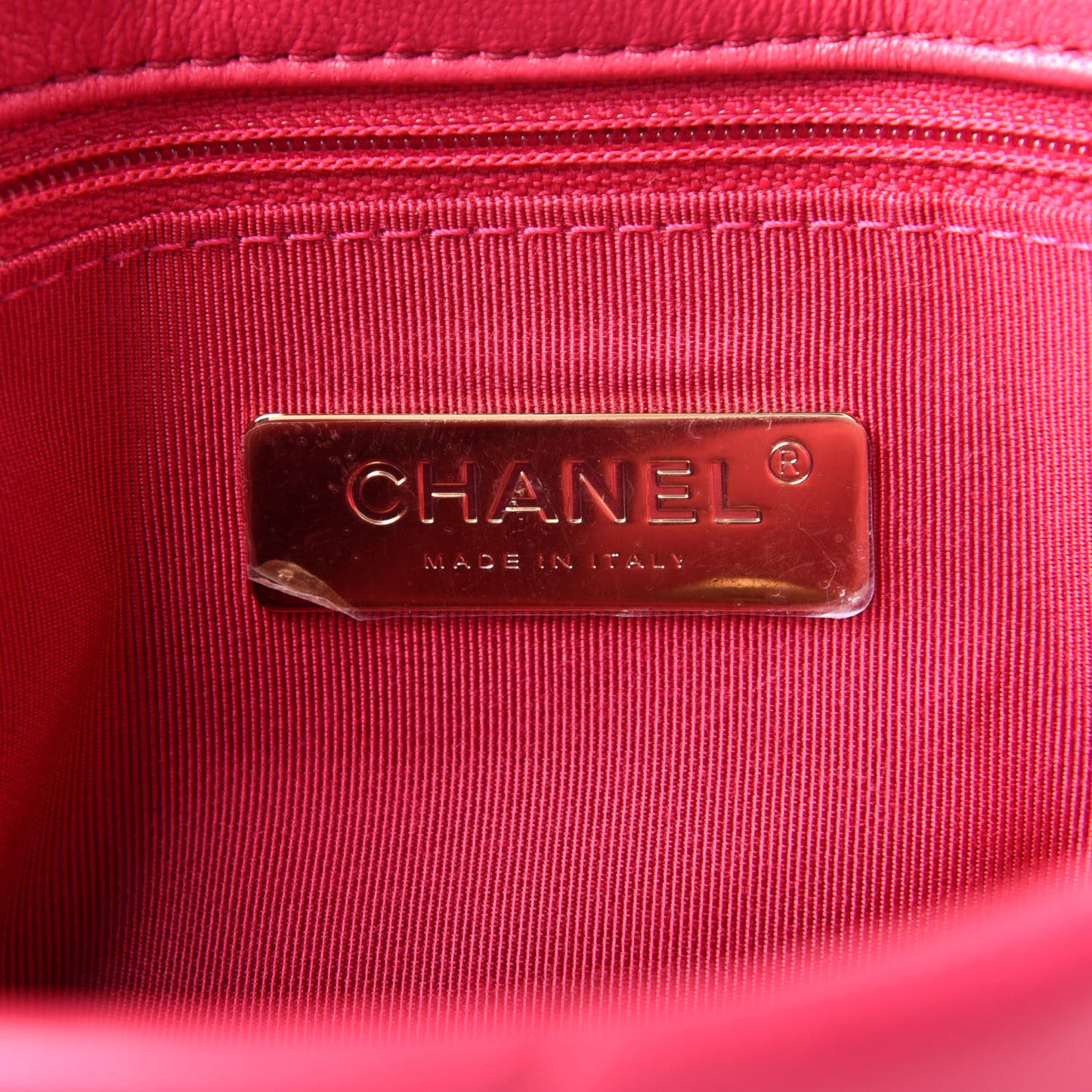 Shiny Goatskin Quilted Medium Chanel 19 Flap Dark Pink