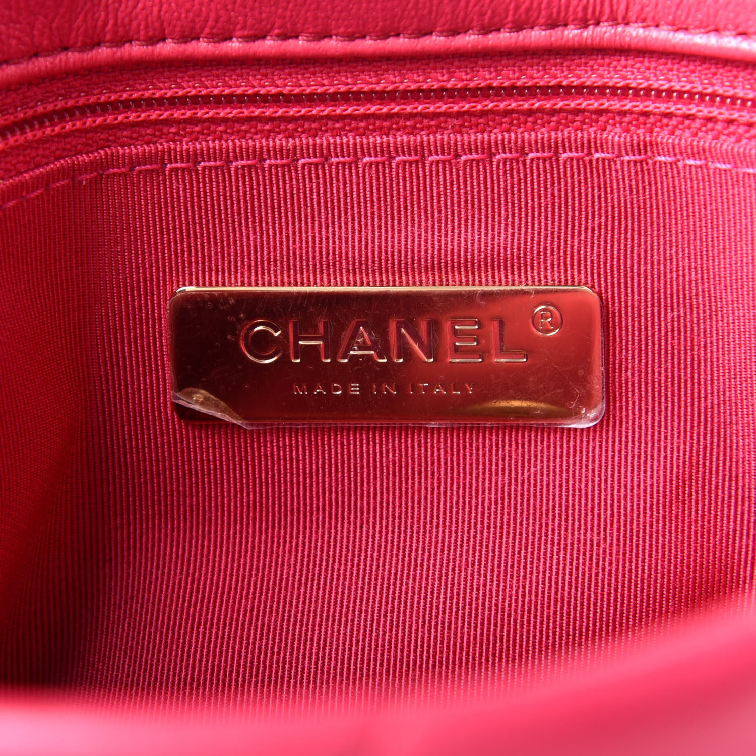 Chanel Shiny Goatskin Quilted Medium Chanel 19 Flap Dark Pink 6 of 9