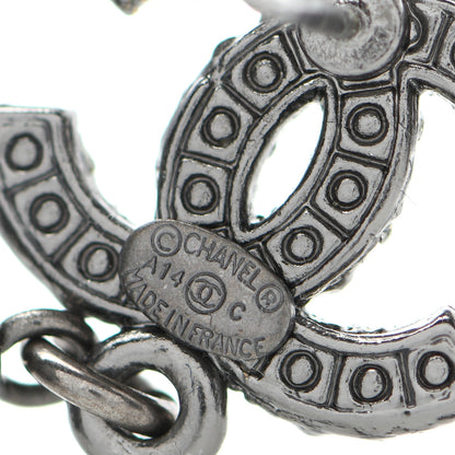 Chanel Crystal Pearl CC Drop Earrings Ruthenium 4 of 4