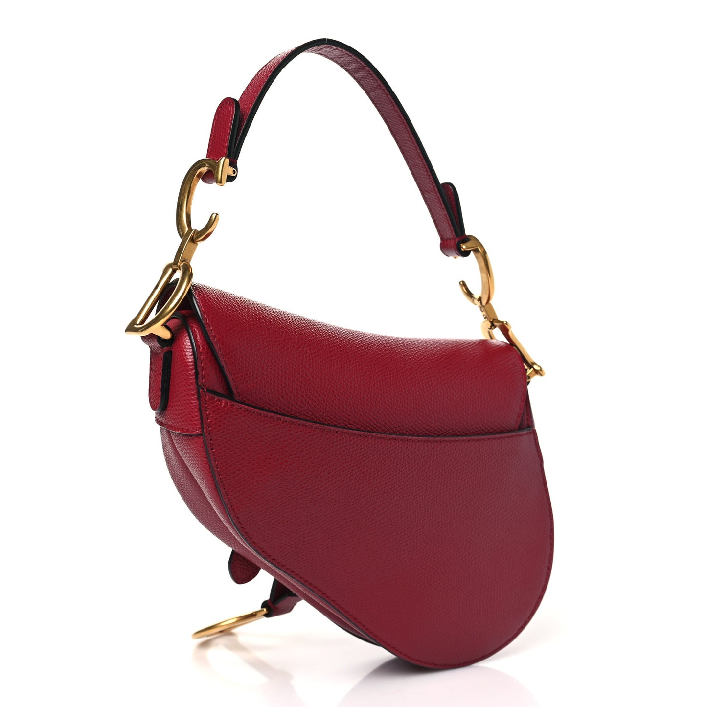 Grained Calfskin Mini Saddle Bag Red