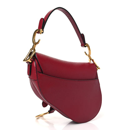 Christian Dior Grained Calfskin Mini Saddle Bag Red 3 of 10