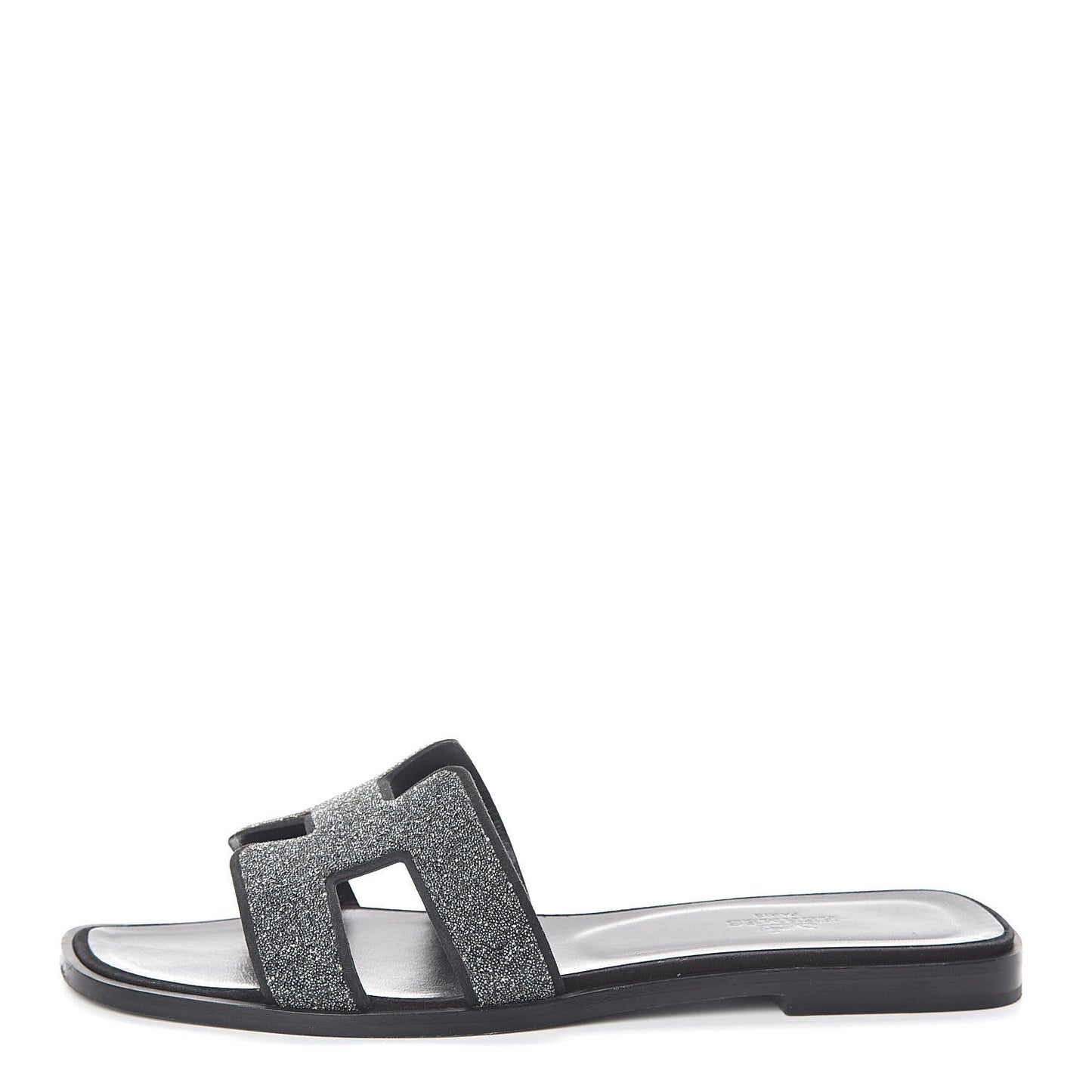 Suede Goatskin Crystal Powder Oran Sandals 38 Black