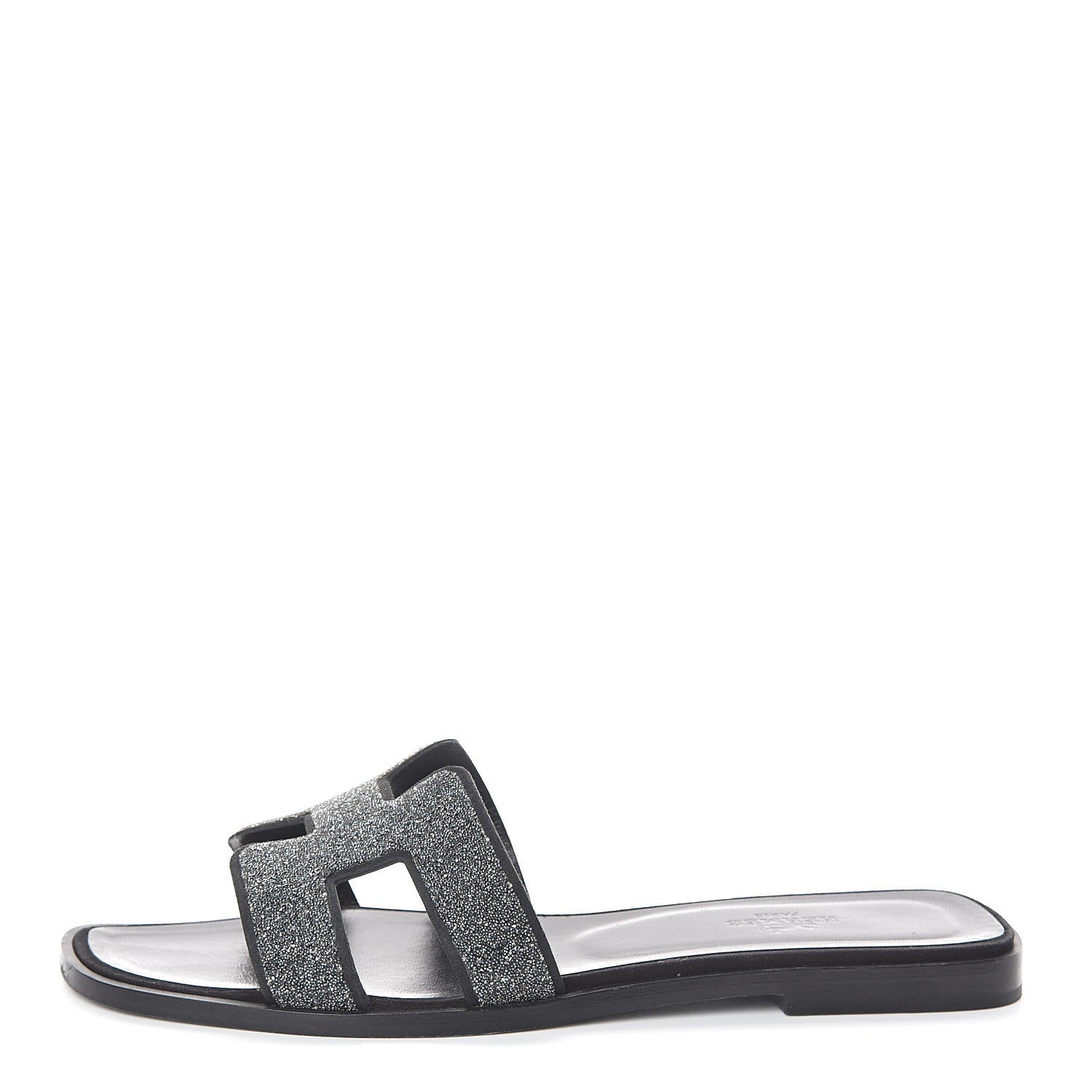 Hermes Suede Goatskin Crystal Powder Oran Sandals 38 Black 1 of 7