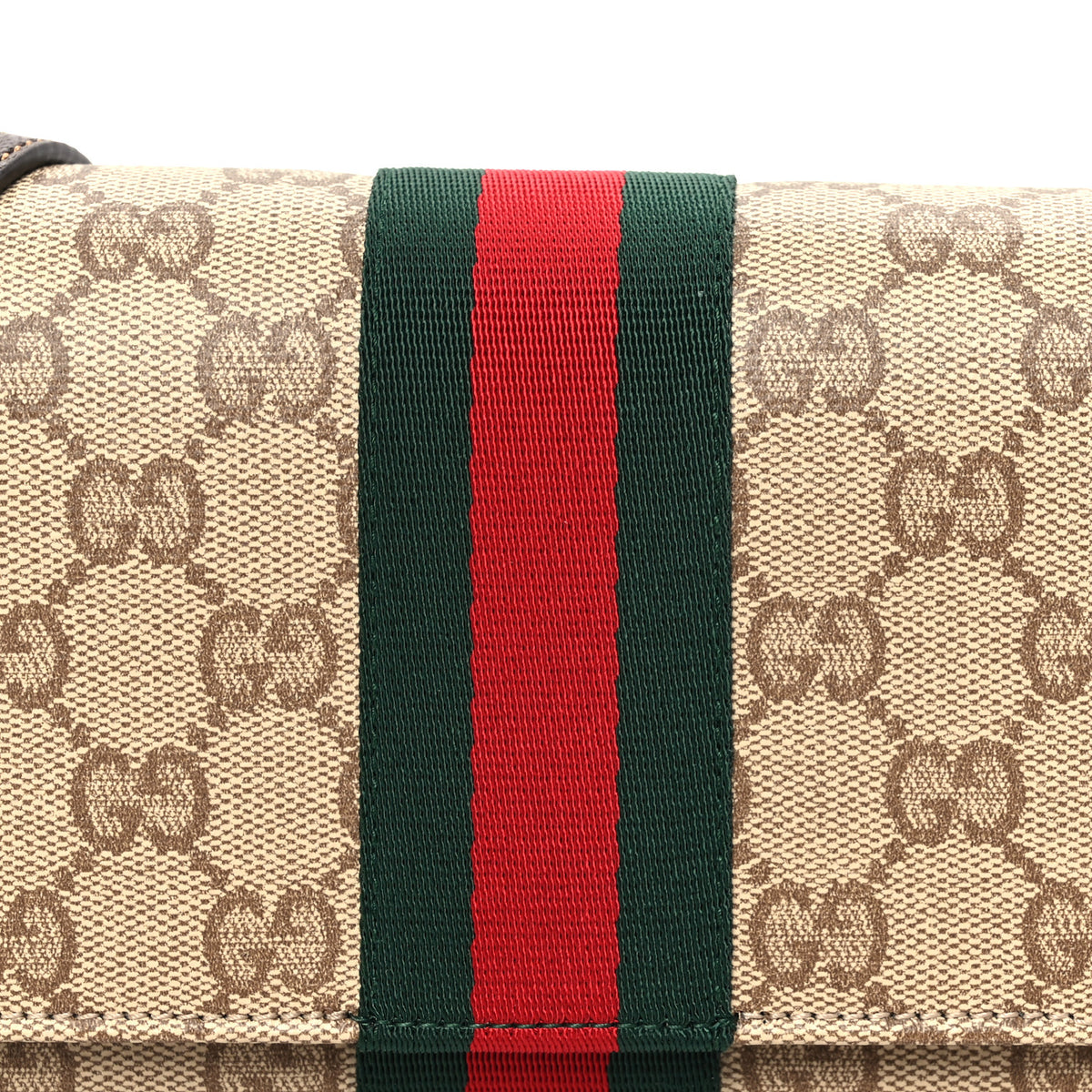 Monogram Web Small Pouch with Strap  Sand Dark Brown