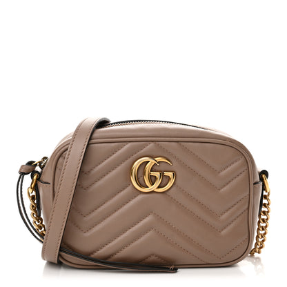 Gucci Calfskin Matelasse Mini GG Marmont Chain Shoulder Bag Porcelain Rose 1 of 17