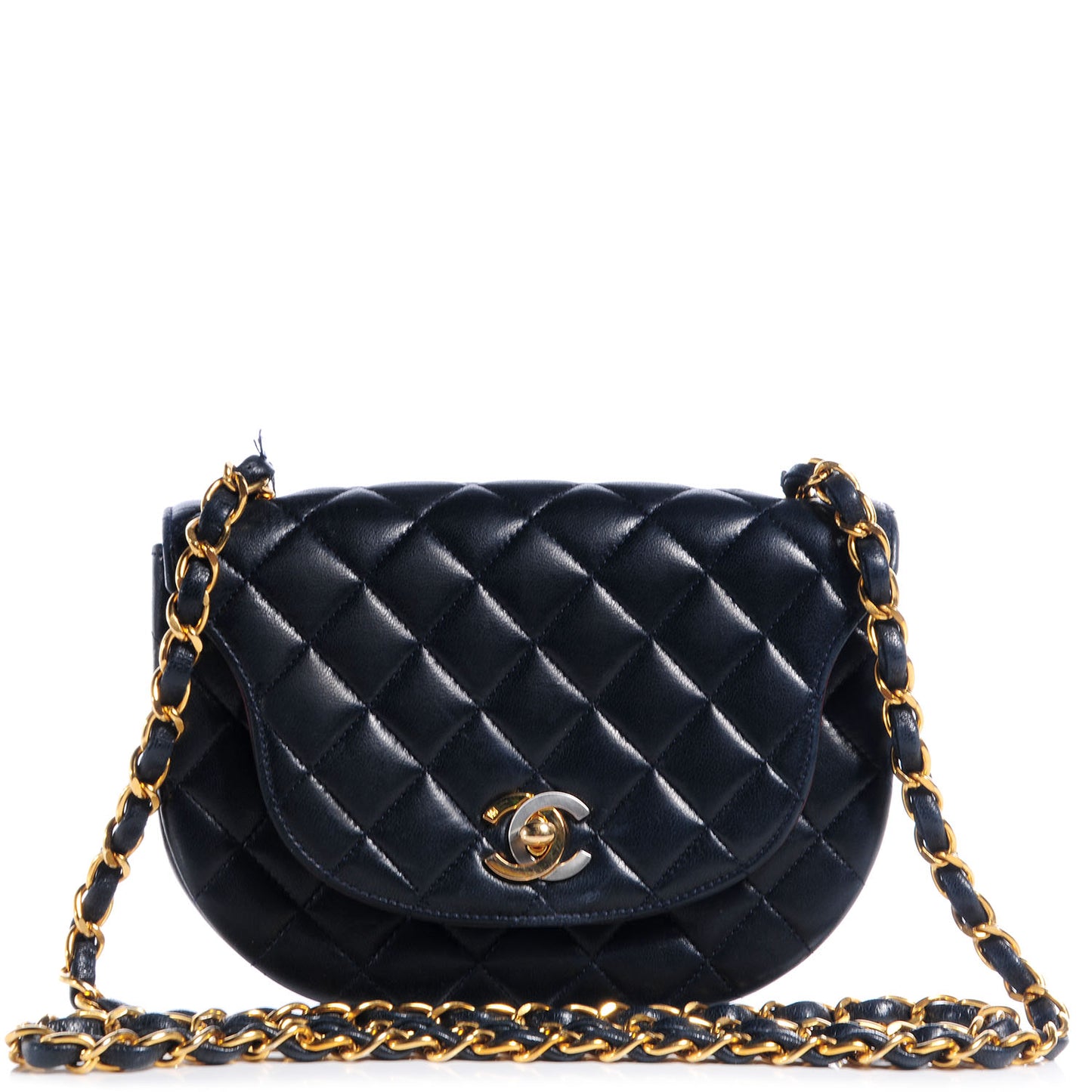 Lambskin Quilted Mini Flap Navy