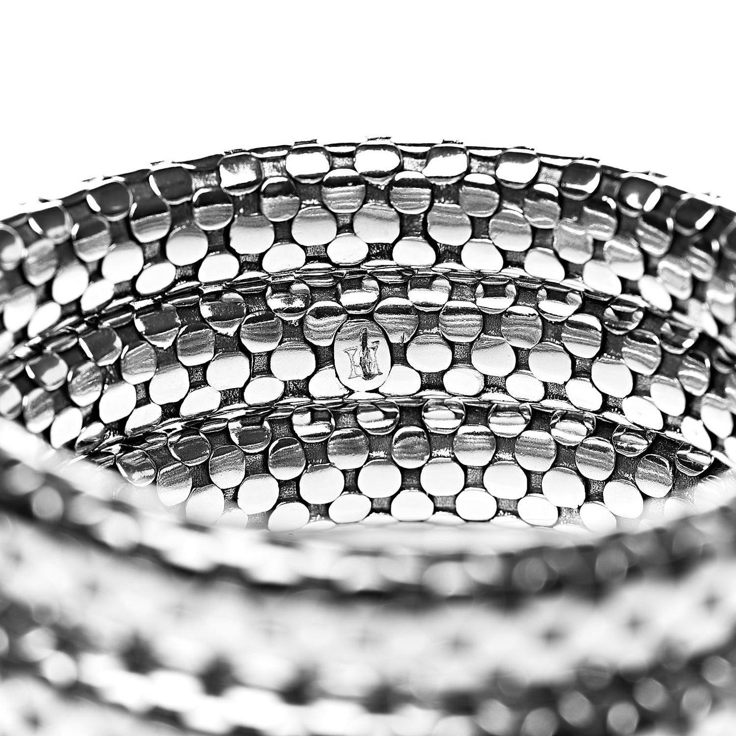 Sterling Silver Dot Triple Coil Bracelet